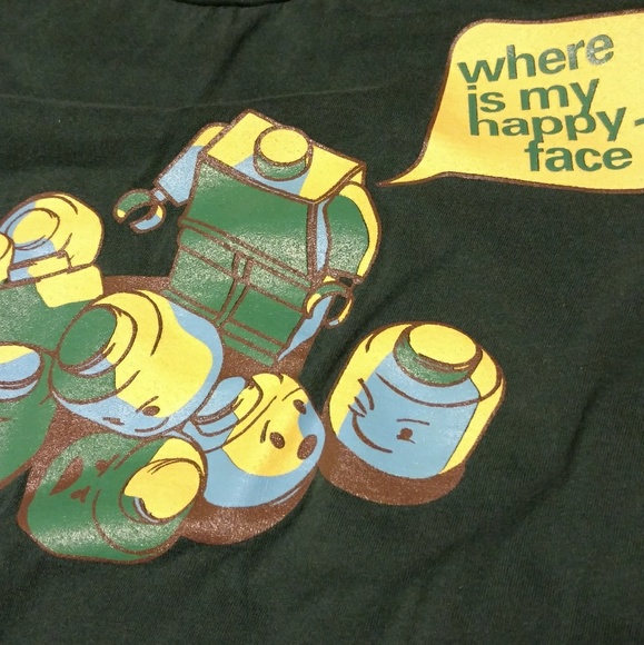 Uneetee Tops - Lego Graphic T-shirt - Where is my happy face?